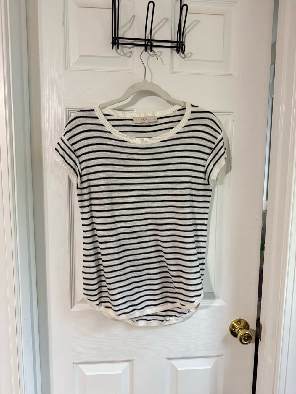NWOT LOFT White and Black Stripe Short Sleeve Tee